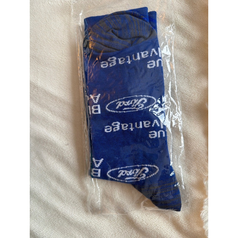 Ford Blue Advantage Crew Socks Royal Blue White Logo Automotive Promo Mens New